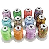 New brothread 12 Multi Farben Polyester Maschinen Stickgarn 500M (550Y) für Brother/Janome/Singer/Babylock/Kenmore/Pfaff/Bernina/Husqvaran Stickereimaschine-Sortiment 1