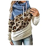 Damen Kapuzenpullover Langarm Farbblock Sweatshirt Classic Nachhaltige Kapuzenjacke mit Einstellbar Kordel Hoodie Pullover Herbst Winter Langarmshirt Sport Style Sweatjack