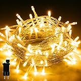 Lichterkette Aussen, LIGHTNUM 10M 100 LED Lichterkette Strom Warmweiß mit 8 Modi und Speicherfunktion, Wasserdichte IP44 für Balkon, Garten, Geländer, Weihnachten, Innen, Außen Dek