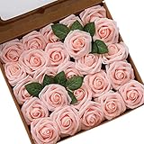 Künstliche Rosen Blumen Schaumrosen Foamrosen Kunstblumen Rosenköpfe Gefälschte Kunstrose Rose DIY Hochzeit Blumensträuße Braut Zuhause Dekoration (25 Stück, Hell Rosa)