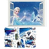 Kibi Wandaufkleber Babyzimmer Eiskönigin (Frozen) Wandsticker Frozen Disney für Kinderzimmer Living Room Removable Prinzessin Elsa Wandtattoo Kinderzimmer Frozen O