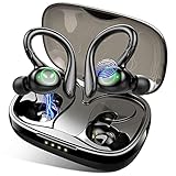 Bluetooth Kopfhörer Sport, Kopfhörer Kabellos Bluetooth 5.1 Ohrhörer, In Ear Kopfhörer mit Abnehmbares Ohrbügel, 40H Spielzeit, IP7 Wasserdicht, HiFi Stereo Deep Bass, Kabellose Kopfhörer mit Mik