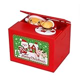 COLiJOL Münze Geldkasten Weihnachtsmünze Sparschwein Musical Unfug Santa Stehlen Münze Sparschwein Automatisches Stehlen Geld Geschenk
