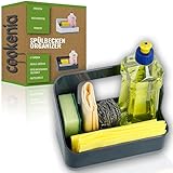 cookenia Spülbecken Organizer grau - Spülmaschinen geeignet - frei verstellbare Fächer & Anti-Rutschfüße - 15x19x10,5cm - perfekte Ablage für Schwamm, Spüli, Lappen und Bü