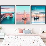 Island Sky Sun Cloud Sea Wave Boat Reef Poster HD-Drucke Leinwand Malerei Nordic Wandkunst Bilder Für Wohnzimmer Dekor 50x70cmx3 Ung
