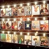 LED Fotoclips Lichterkette für Zimmer Deko - wellead 6M 40LEDs Große Clips Bilder Lichterketten Wand Dekoration für Wohnzimmer, Schlafzimmer, Hochzeit, Weihnachten [Energieklasse A+++]