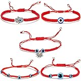 10 Stück Böser Blick Armband Red Bracelet Women Evil Eye Kaballah Armband Rot Schutz vor dem Bösen Blick Glücksbringer Verstellbar mit Auge des Glücks für Frauen Männer Freund Geschenk