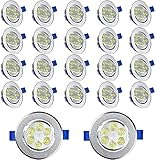 NAIZY LED Einbaustrahler 230V Flach Einbauleuchte 20er Set 3W Badleuchte Einbauspot Aluminium Mini Deckenspot für Wohnzimmer, Schlafzimmer und Küche - 20x3W, Kaltweiß