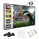 UTEBIT Projektion Leinwand 100 Inch Projector Screen Beamer Leinwand 16:9 Projektionswand Faltbar 4K Filmleinwand mit 16 Hooks für Außen- und Innenbereich, Heimkino, H