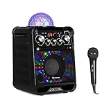 AUNA Rockstar Karaoke Anlage - Karaoke Maschine mit LED-Jellyball, Karaoke Box mit AVC-Funktion, Echo-Effekt, Bluetooth, Gewicht: 3,1 kg, CD, CD-R und CD-RW, robust, schw