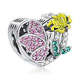 NINGAN November-Chrysantheme Geburt Blume Charme-Charms-Anhänger 925 Sterling Silber Charm Bead für Chamilia und europäische Armbänder und Halsk