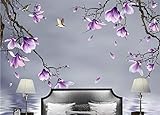 3D Fototapete 3D Effekt Hd Hand Gezeichnete Magnolien-Blumen-Vogel-Hintergrund-Wand Tapete Vlies Wandbild Wohnzimmer Hintergrundbilder Wanddek