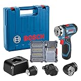 Bosch Professional 12V System Akku Bohrschrauber GSR 12V-15 FC (inkl. 1x2.0 Ah Akku, Ladegerät GAL 12V-20, 3x Bohrfutteraufsätze, 40tlg. Zubehörset, im Koffer) - Amazon Exclusive S