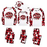 Schlafanzug Damen Lang Pyjama Langarm Atmungsaktiv Nachtwäsche Sleepwear Hausanzug Schlafanzug Weihnachts Familie Hose Top S