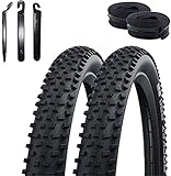 2 x Schwalbe Rocket Ron Addix Performance E-25 Faltreifen Fahrradmantel 54-622 (29,0 x 2,10') + 2 Schwalbe DV19 inkl. 3 Reifenheb