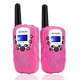 Retevis RT388 Walkie Talkie Kinder,8 Kanäle Aufladbar Funkgerät größere Reichweite mit Taschenlampe VOX, Geschenke Spielzeug ab 3-12 Jahre für Reise,im Freien (1 Paar, Rosa)