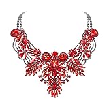 EVER FAITH Chunky Statement Kragen Halskette für Damen Strass Kristall Vintage Modeschmuck Rot Schwarz-T