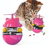 Puzzle Spielzeug Bälle Interaktives Katzenspielzeug Langsamer Feeder mit Zwei Kugeln und Propellern Verstellbare Snack-Verteilungskugeln für Haustiere - R