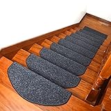 LTL 2Er Set Stufenmatten (65/75/80 X 24 cm) Mehrere Farben Hautfreundliches Material Treppenmatten Treppen rutschfest Selbstklebende Treppenteppich, Sicherheit Stufenteppich,Schwarz,80x24x3