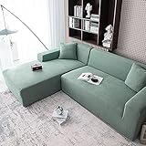 Sofabezug 1 Stück, Sofabezug Sofahusse Sesselbezug Stretchhusse Sofaüberwurf Couchhusse Spannbezug,Bringen Sie 1 kostenlosen Kissenbezug mit-3-Sitzer_grau Grü