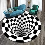 MMHJS 3D Dreidimensionale Kreisförmige Einfache Atmosphäre Zu Hause Wohnzimmer Schlafzimmer Teppich Visuelle Wirbelmatte Couchtisch Tischmatte 120cm D
