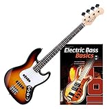 Rocktile Fatboy II SB E-Bass Sunburst - Jazz-Style E-Bass - 2 Single Coil Tonabnehmer - Korpus: Linde - Griffbrett: Palisander - Mensur: 34' Longscale - Set inkl. Bass-Schule mit CD - Sunb