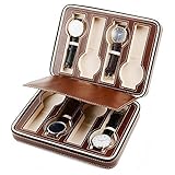 Feixunfan Uhrenbox Schauen Sie Reißverschluss Aufbewahrungsbox Schmuck Vitrine Männer Frauen Uhren Schmuck Aufbewahrungsbox 8 Gitter für Sammler (Color : Brown, Size : 24x18x6cm)