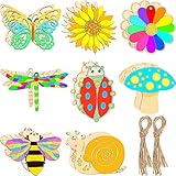 80 Stücke Unvollendete Holz Ausschnitte Schmetterling Holzscheiben Blume Unvollendete Holzanhänger Leere Holz Farbe Basteln für Kinder Malen, DIY Basteln Heim Handwerk Projekt, 8 S