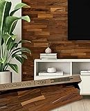 wodewa Designpaneel Wandverkleidung Holz Nussbaum 3D Wandpaneele 0,096m² Holzwandverkleidung Innen Holzverkleidung Holzwand Wohnzimmer S