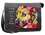 Hunde Motiv Umhängetasche für Hundehalter mit Hunde Tasche Canvas Gratitude Pitbull Hund Hundebesitzer Hundehalter Dog Hunde Artikel Dogs H