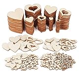ilauke 500 Stück Holzscheiben Deko zum Basteln Holzherz Dekoration Holzherzen Hochzeit Deco für Hochzeitsgästebücher Beschriften, DIY Handwerk, Basteln Kunsthandwerk, Weihnachten, Geburtztag