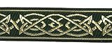10m Keltischer Borte Webband 25mm breit Farbe: Dunkelgrün-Gold präsentiert von 1A-Kurzwaren MG05-25-dgngo (Dunkelgrün-Gold)