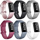 Oumida 6 Pack Kompatibel für Fitbit Charge 3 Armband/Fitbit Charge 4 Armband, Klassisch Sport Verstellbares Ersatzarmband für Fitbit Charge 4 / Fitbit Charge 3 (C, L)