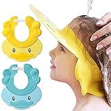 joycabin 2pcs Baby Duschhaube, Verstellbare Baby Shampoo Cap, Badekappe, Augenschutz Gehörschutz Sonnenschutz, für mehr als 6 Monate (Kopfumfang über 38 cm) Gelb+B