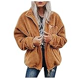 Ydsxlp Mantel Damen Lässig Mode Jacke Herbst Winter Bequem Jacke Frauen Revers Langarm Faux Shearling Mantel Winter Faux Für Lange Ärmel Outwear (Orange, XXL)