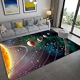 KUNEIX Teppich Space Universe Planet 3D Floor Mat Carpet Living Room Large Size Flannel Soft Bedroom Rug for Children Boys Toilet Mat Doormat,2,95X150