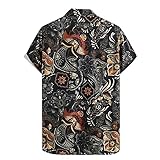 Boho Hemd Herren Sommer Freizeithemden Kurzarm Shirt Volksbrauch Gestreift/Geblümt Hawaii 3D Muster Hemden Herren Basic Elegant Hemd Strassenmode Kurzarmshirt Jungen Kurzarmhemden Bunte H