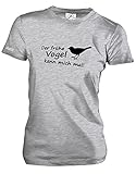 DER FRÜHE Vogel KANN Mich MAL - Style Funshirt - Damen T-Shirt Grau Meliert Gr. S