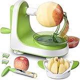 LKJHG Apfelschäler 3 in 1 Edelstahlklingen Birnenschäler Corer Slicer Peeler Kartoffelschäler mit 4 Saugnäpfen for Kü