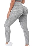 RXRXCOCO Damen High Waist Yoga Pants Bauchweg Leggings Workout Running Butt Lift Sprot Strumpfhose Gr. M, 01grey
