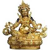 JIAQUAN-SHOP Buddha Statue Gemalte Buddha Statue Kupfer Gott des Vermögens (Gold 12 Zoll) Reichtum anziehen und viel Glück Chinesisches Neujahrsgeschenk Feng Shui Dekoration B