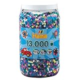 Hama Perlen 211-69 Bügelperlen XXL Dose mit ca. 13.000 bunten Midi Bastelperlen mit Durchmesser 5 mm im Mix 69 mit 11 Farben, kreativer Bastelspaß für Groß