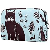 KAMEARI Kosmetiktasche, Katzen-Lithografie mit blauem Hintergrund, große Kosmetiktasche, Organizer, multifunktionale R