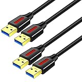 Yeung Qee USB 3.0 A auf A Stecker, 0,5 m, USB 3.0 Doppelend-USB-Kabel für Festplatten, Kameras, Laptopkühler, DVD-Player und mehr, 2 Stück