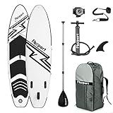 FBSPORT Aufblasbares SUP Board, Stand Up Paddling Board, Aufblasbare Boards für Stand-Up Paddling 15 cm Dick, Premium SUP Paddelbrett Kit mit 3-TLG verstellbares Alu-Paddel+Handpumpe,Modell-320