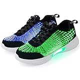 Shinmax LED-Schuhe, leuchtende Glasfaser-Optik, leuchtende Schuhe für Damen, Herren, Jungen, Mädchen, USB-Aufladung, blinkende Turnschuhe für Party, Geschenk, Weihnachten, Neujahr, reines Schw