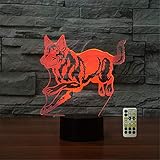 3D-Nachtlicht mit optischer Illusion, Deutscher Schäferhund, Fernbedienung, dimmbar, batterie- oder USB-betrieben, 7 Farben, wechselt Weihnachten, Geburtstag, Geschenk für Jungen und M