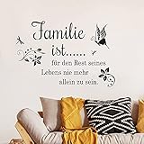 decalmile Wandtattoo Sprüche und Zitate Familie ist Schmetterling Wandaufkleber Schwarz Wandsticker Schlafzimmer Wohnzimmer Esszimmer Wanddek