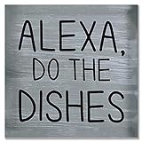 DKISEE Alexa-Do The Dishes-Holzschild, 40,6 x 40,6 cm, Bauernhaus, rustikales Holzschild, Wandkunst, Dekoration für Schlafzimmer, Wohnzimmer, Büro, Zuhause, xi3479
