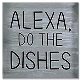 DKISEE Alexa-Do The Dishes-Holzschild, 40,6 x 40,6 cm, Bauernhaus, rustikales Holzschild, Wandkunst, Dekoration für Schlafzimmer, Wohnzimmer, Büro, Zuhause, xi3479